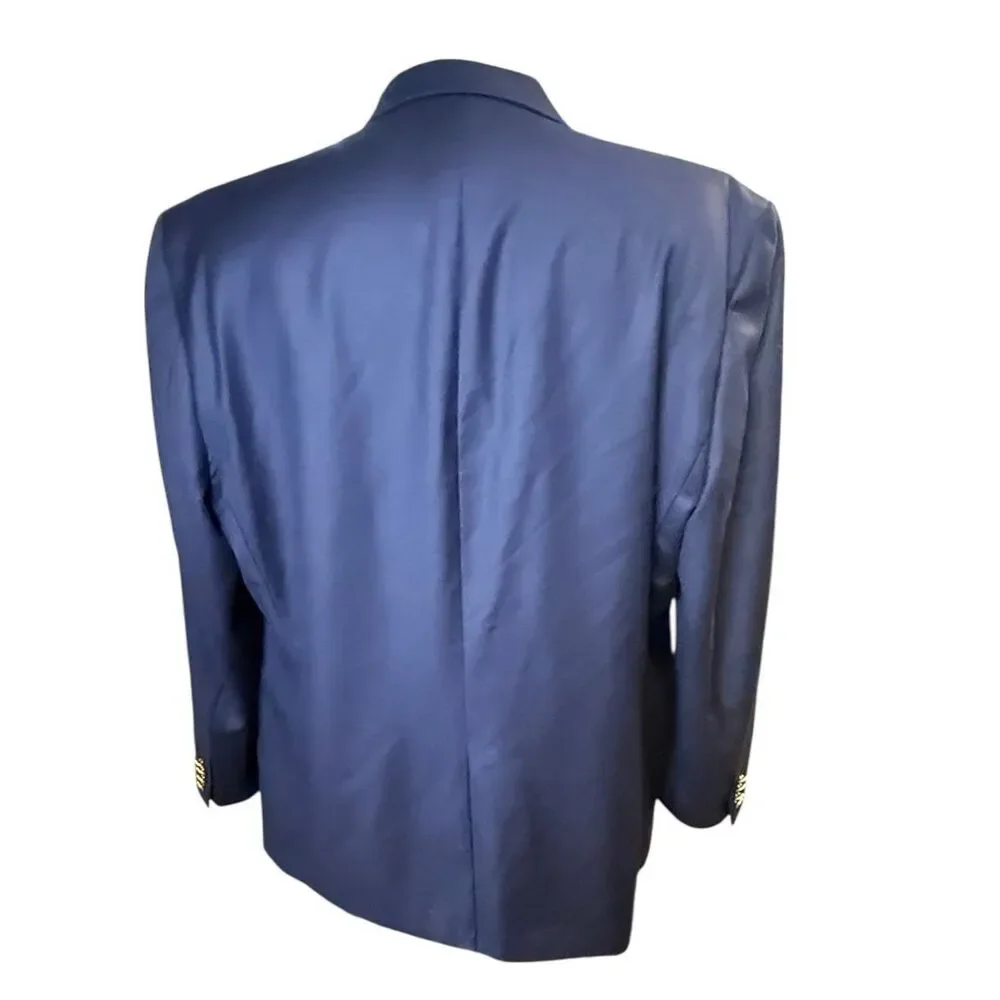 Lauren Ralph Lauren Mens Navy Blue Blazer Wool 48R Preppy Classic